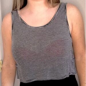 Ginger G Black and White Ruffled Sleeveless Tank Top